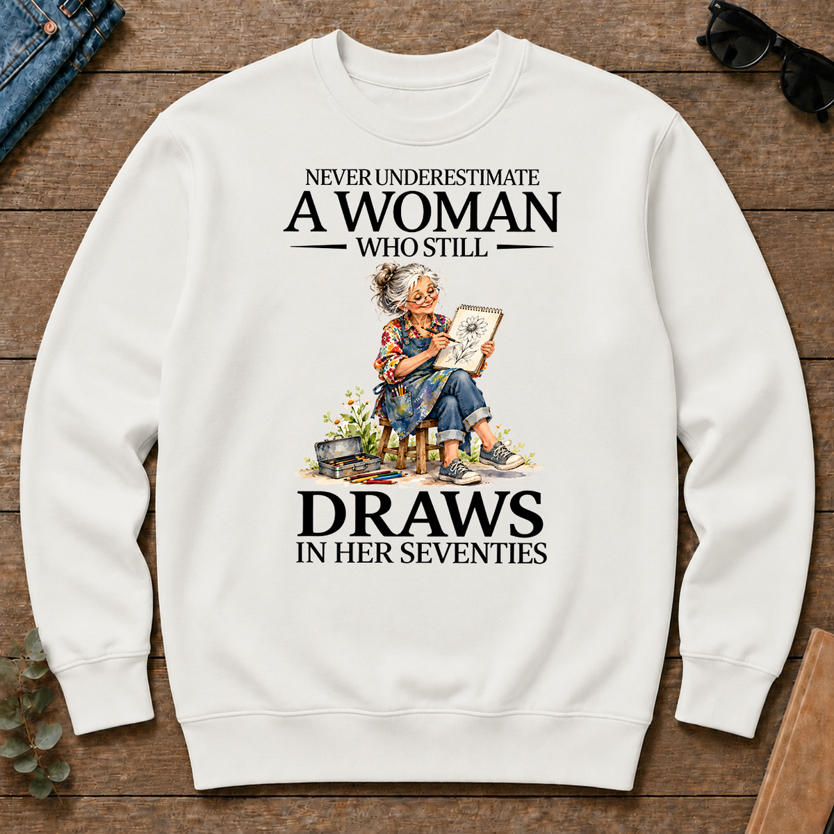Funny A Woman Still Draws In Her Seventies - white - CS2D-White