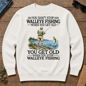 Don't Stop Walleye Fishing Vintage - white - CS2D-White