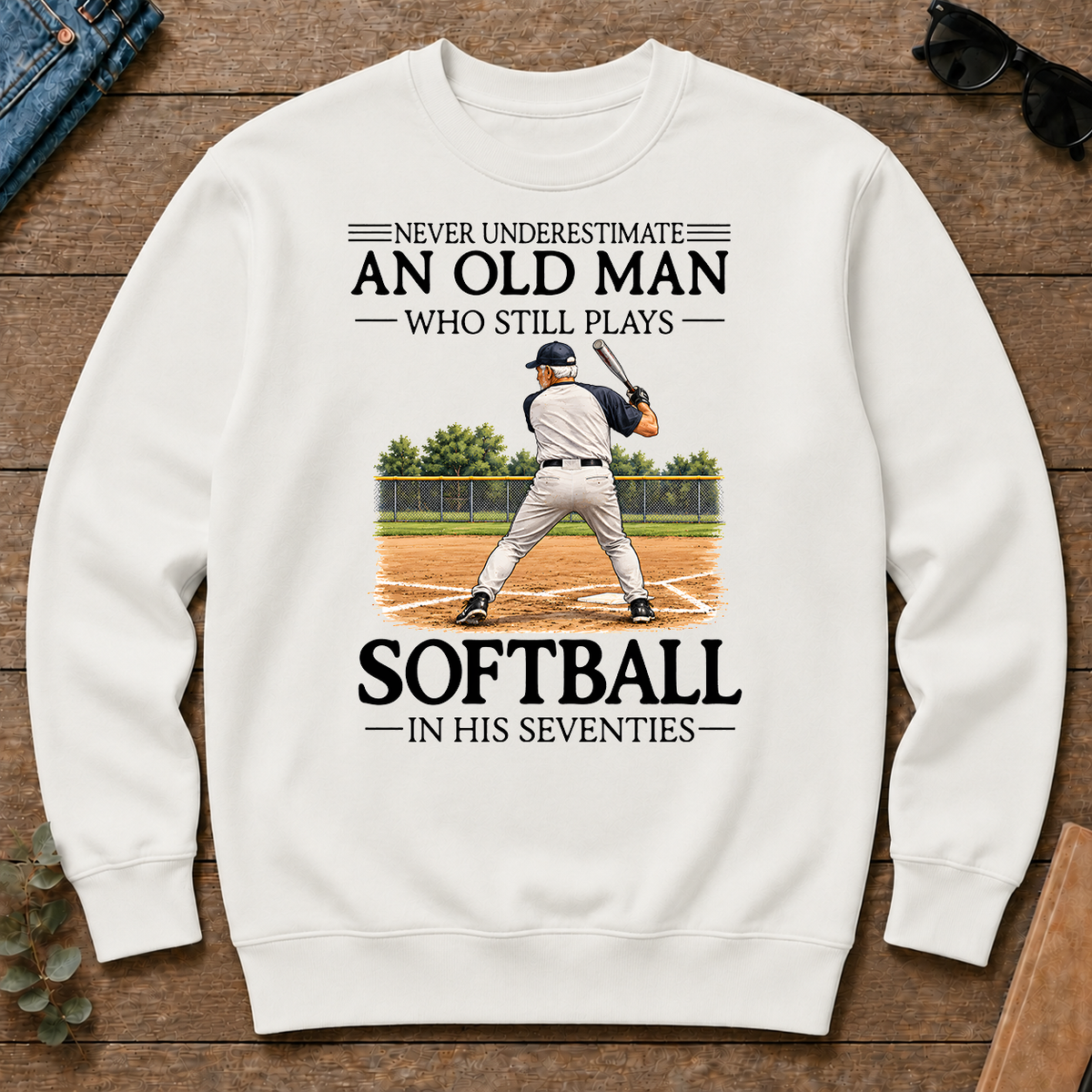 An Old Man Who Still Plays Softball In His Seventies - white - CS2D-White