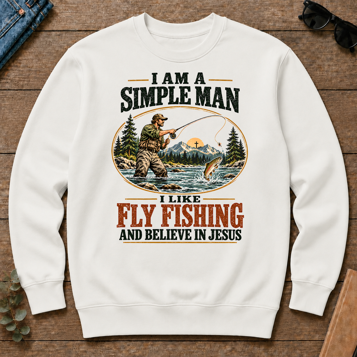 I Like Fly Fishing And Believe In Jesus - white - CS2D-White