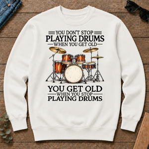 Don't Stop Playing Playing Drums Vintage Art - white - CS2D-White