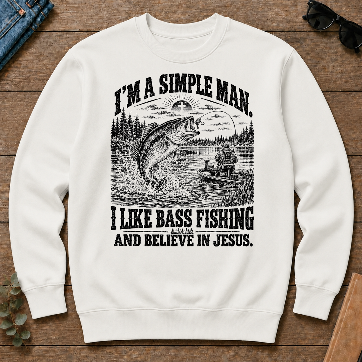 I like Bass Fishing Believe In Jesus - white - CS2D-White