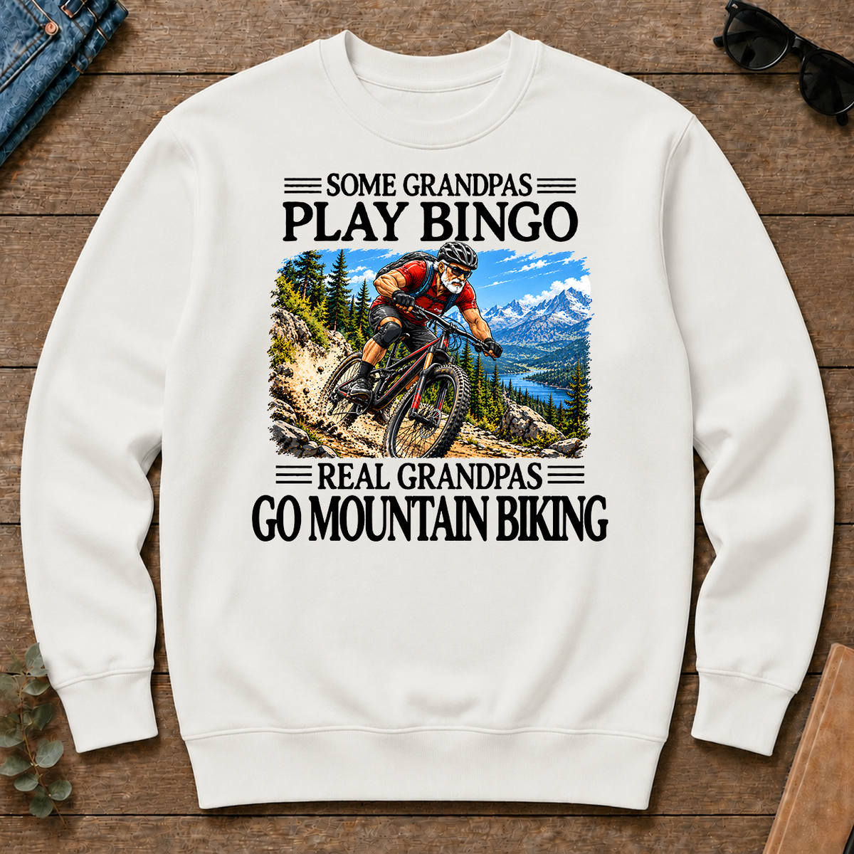 Some Grandpas Play Bingo Real Grandpas Go Mountain Biking - white - CS2D-White