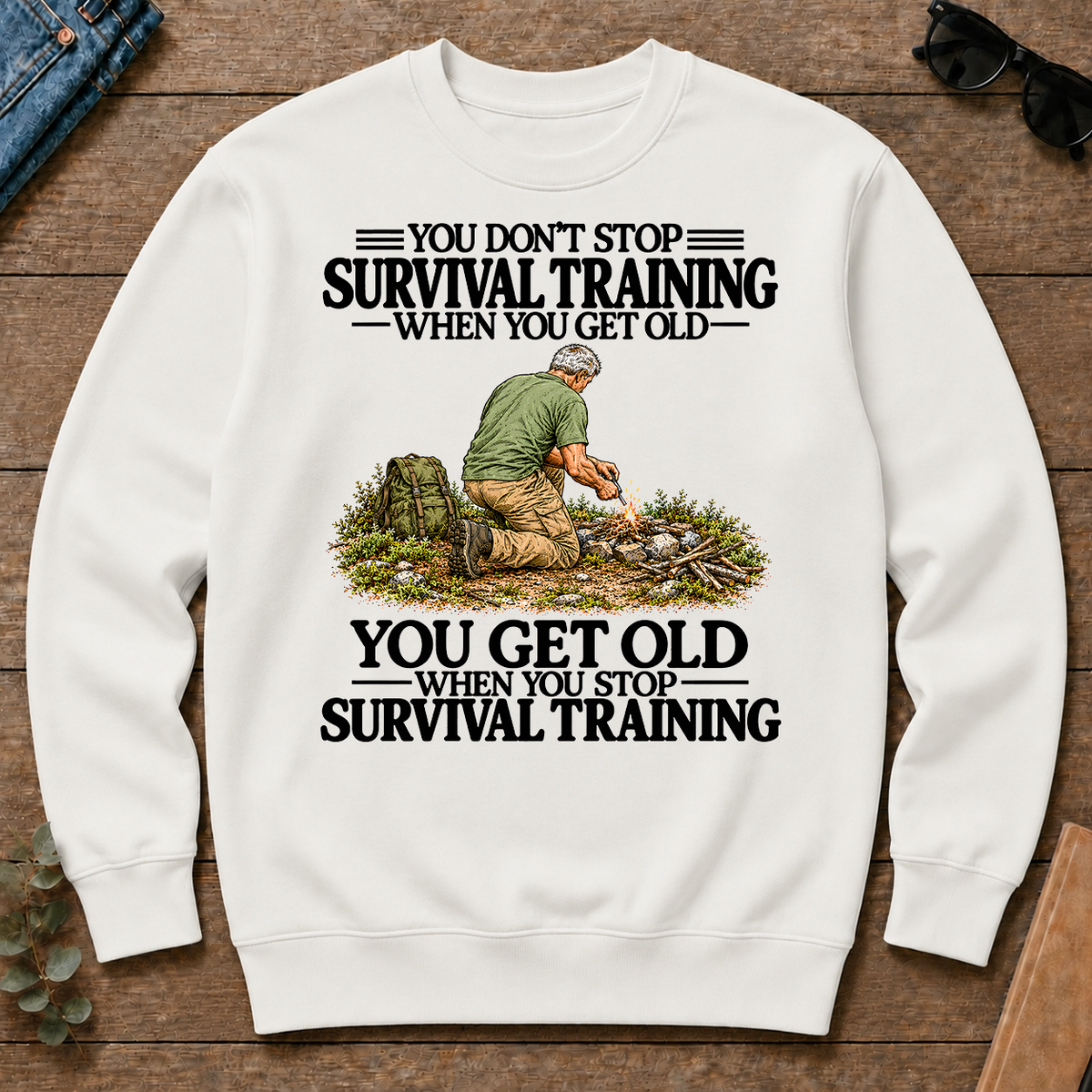 Don't Stop Survival Training Vintage Art - white - CS2D-White