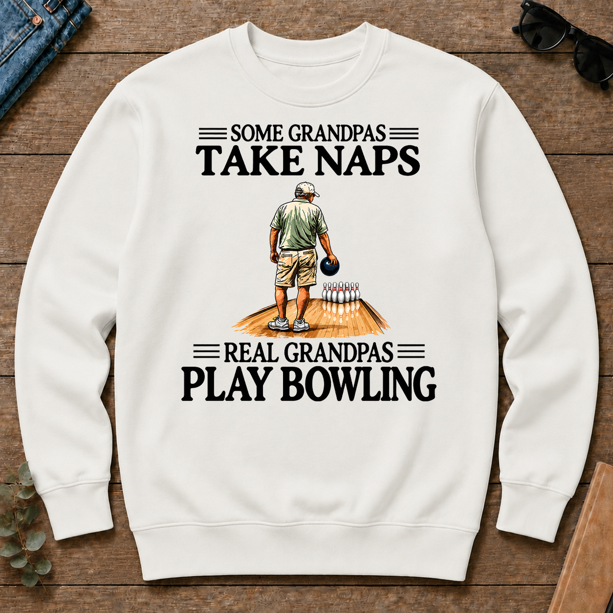 Real Grandpas Play Bowling Vintage - white - CS2D-White