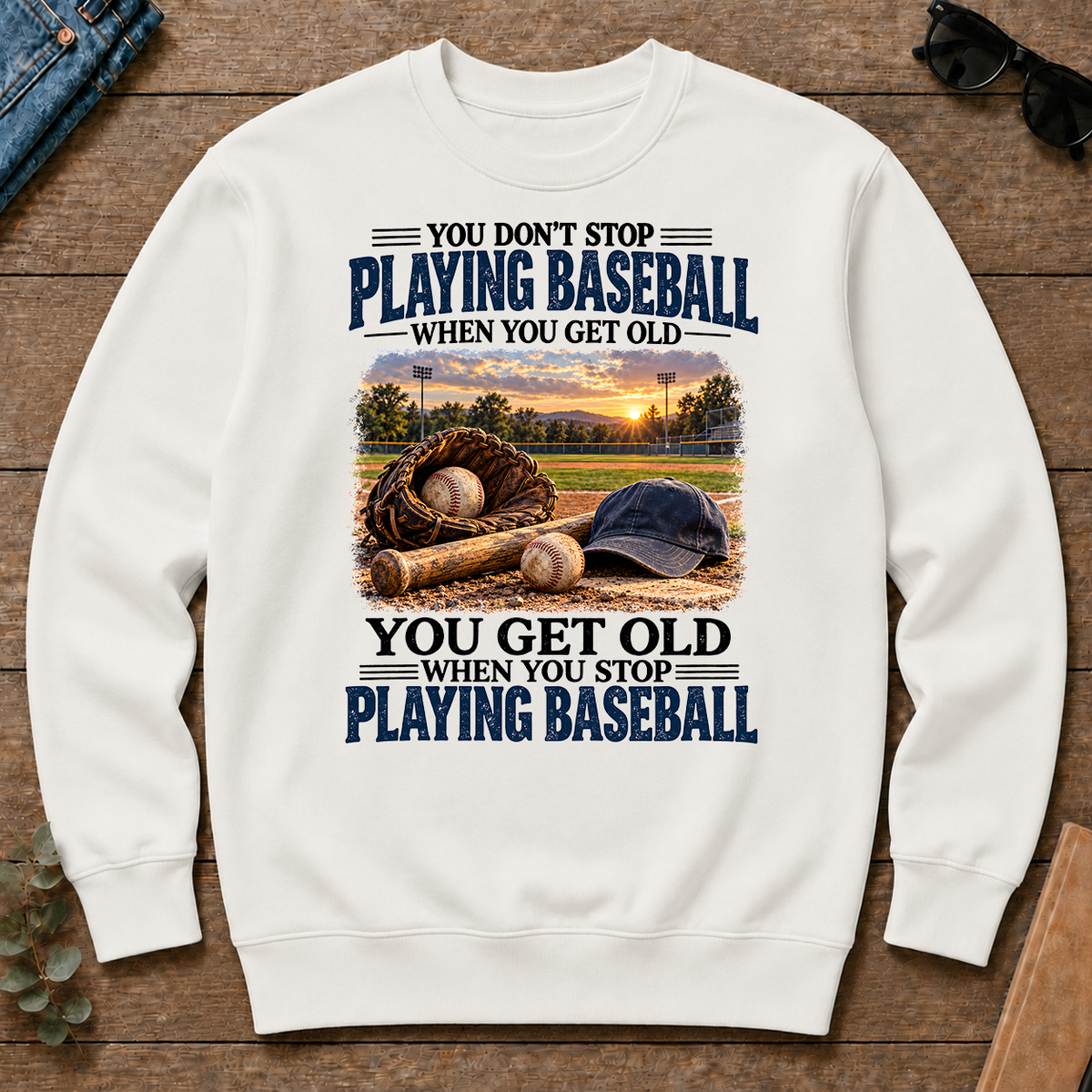 Playing Baseball You Get Old When You Stop - white - CS2D-White