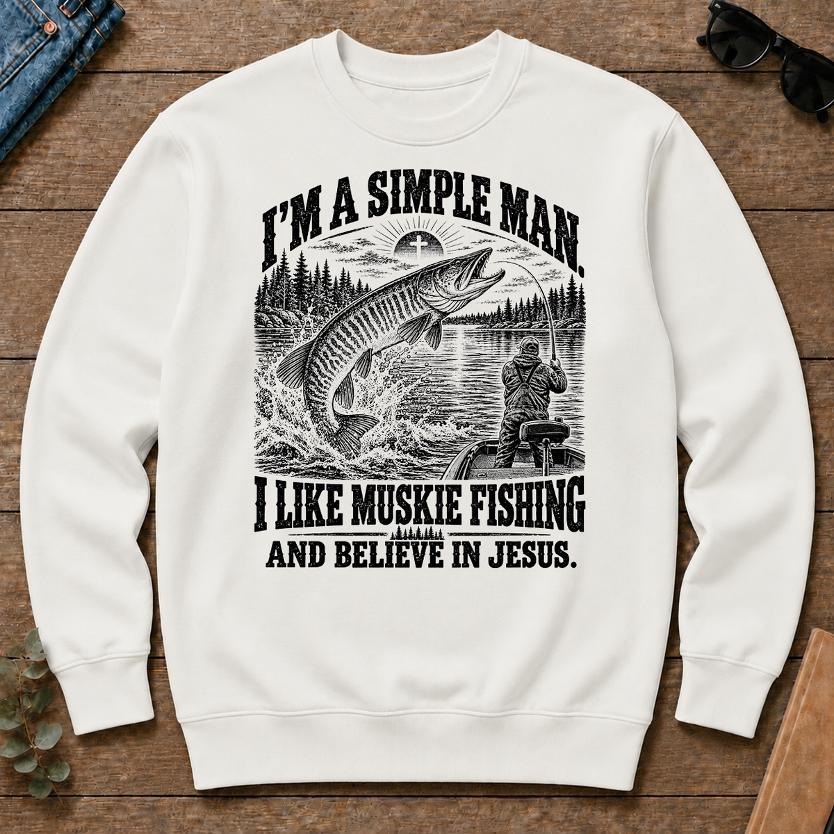 I like Muskie Fishing Believe In Jesus - white - CS2D-White