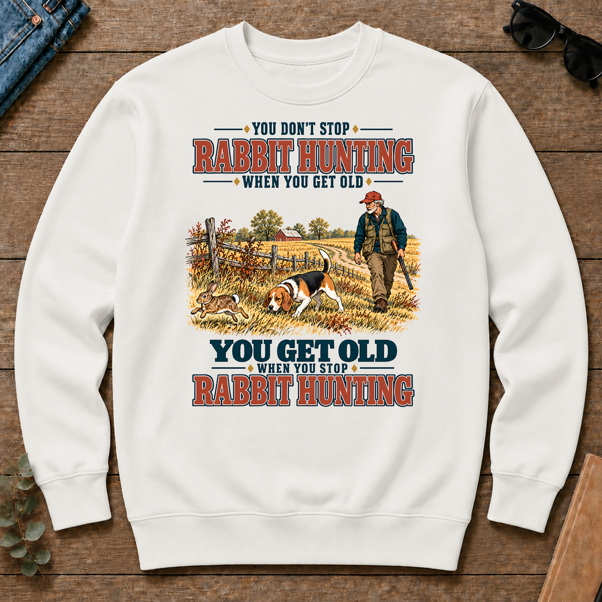 You Get Old When You Stop Rabbit Hunting With Beagle - white - CS2D-White