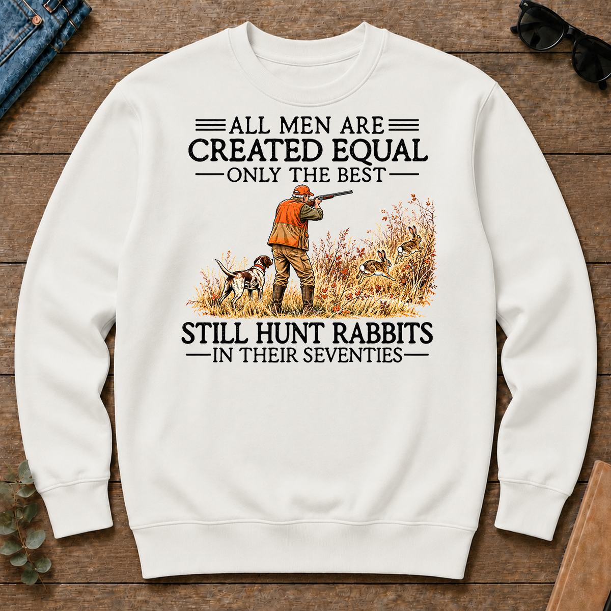 All Men Are Created Equal Rabbits Hunting 70s Vintage - white - CS2D-White