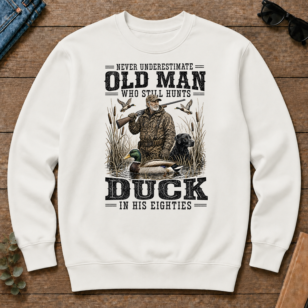 Old Man Hunting Duck In His Eighties - white - CS2D-White