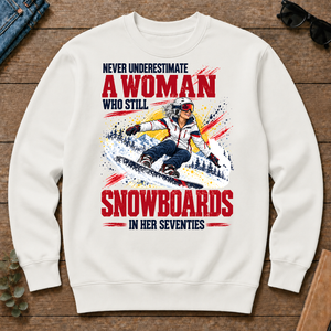 A Woman Still Snowboards In Her 70s - white - CS2D-White