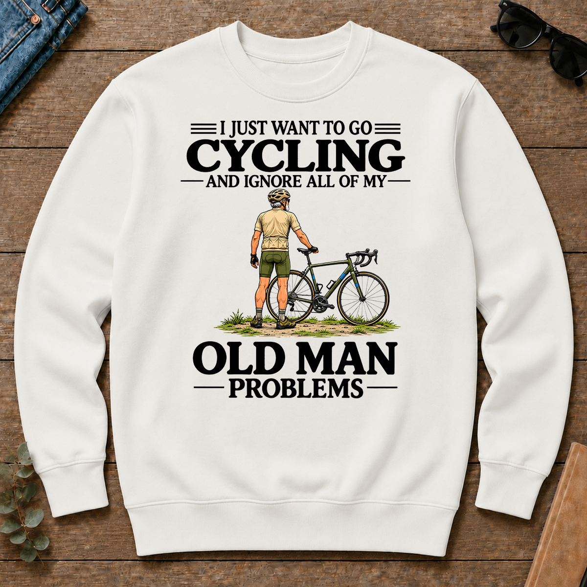 I Just Want To Go Cycling Vintage Men - white - CS2D-White