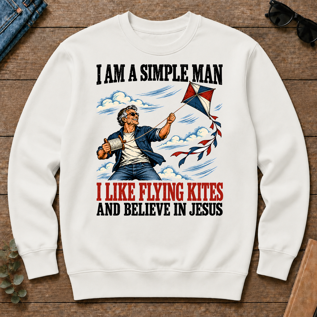 I Like Flying Kites And Believe In Jesus - white - CS2D-White