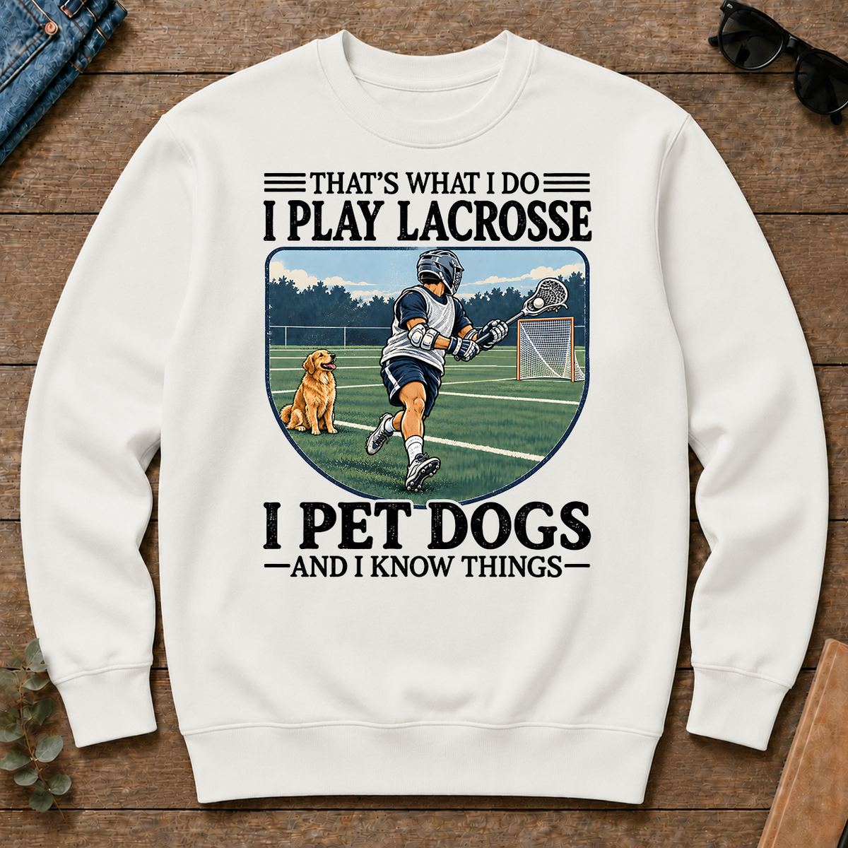 I Play Lacrosse And I Pet Dog - white - CS2D-White