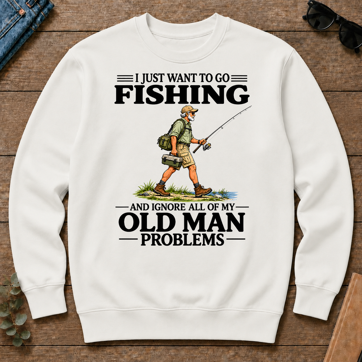 I Just Want To Go Fishing Vintage - white - CS2D-White