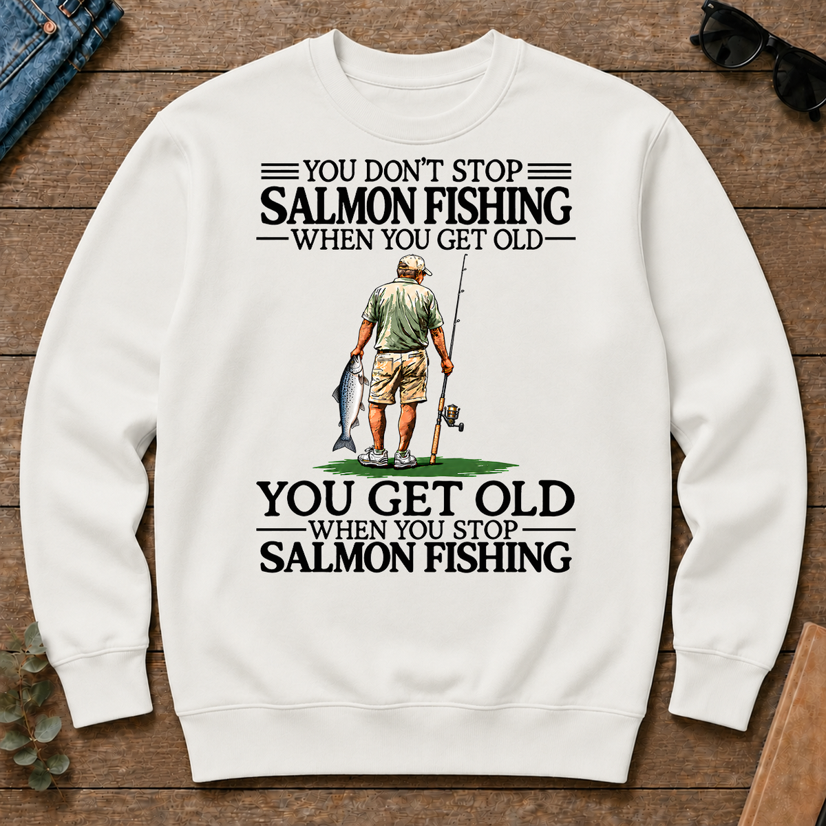 Don't Stop Salmon Fishing Vintage - white - CS2D-White