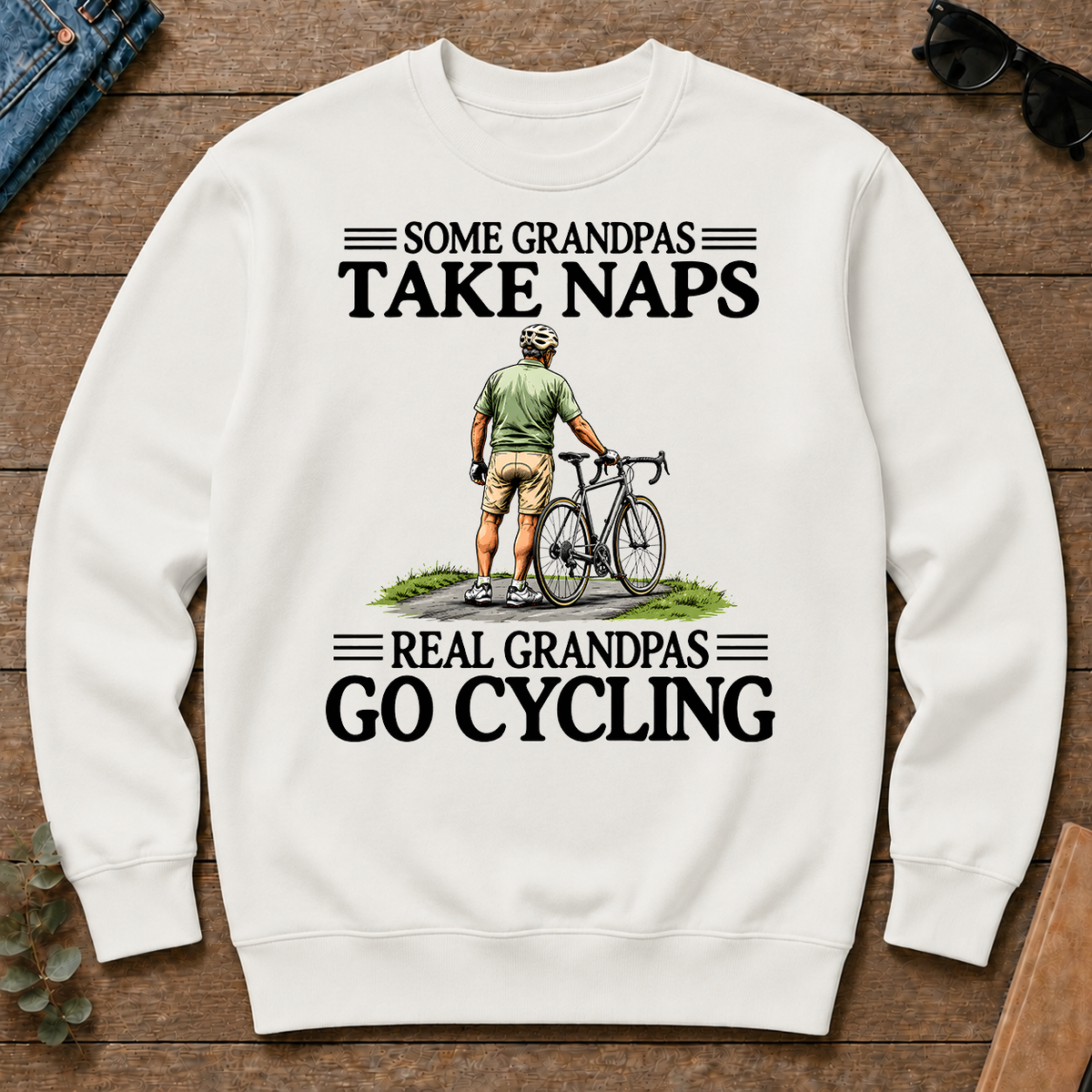 Real Grandpas Go Cycling Vintage - white - CS2D-White