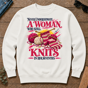 A Woman Still Knits In Her Seventies - white - CS2D-White
