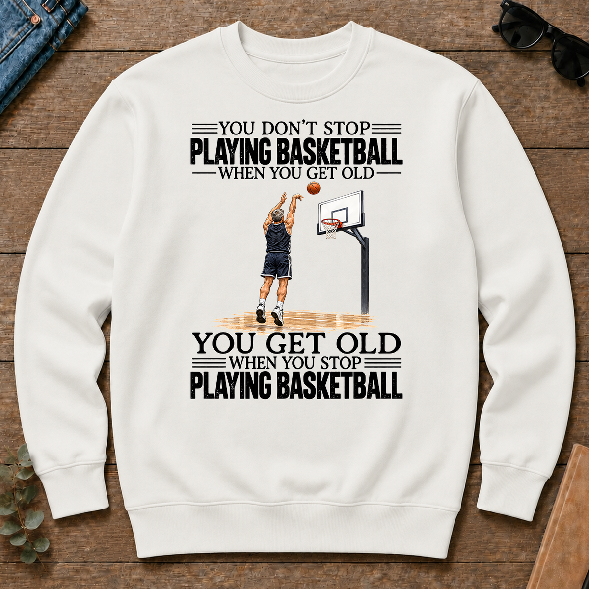 Vintage You Get Old When You Stop Playing Basketball - white - CS2D-White