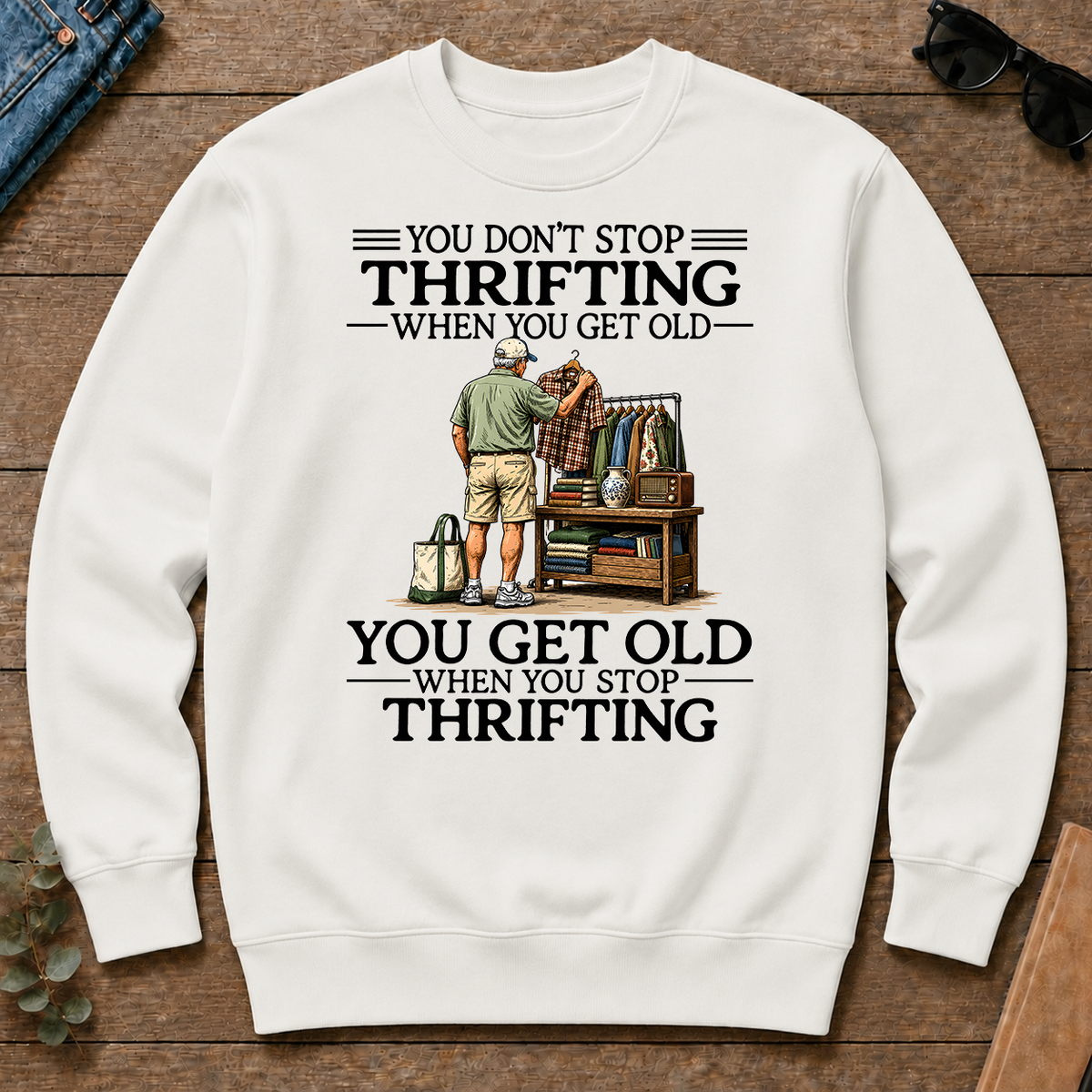 Don't Stop Thrifting Vintage Art - white - CS2D-White