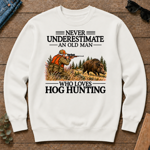 Never Underestimate An Old Man Hog Hunting - white - CS2D-White