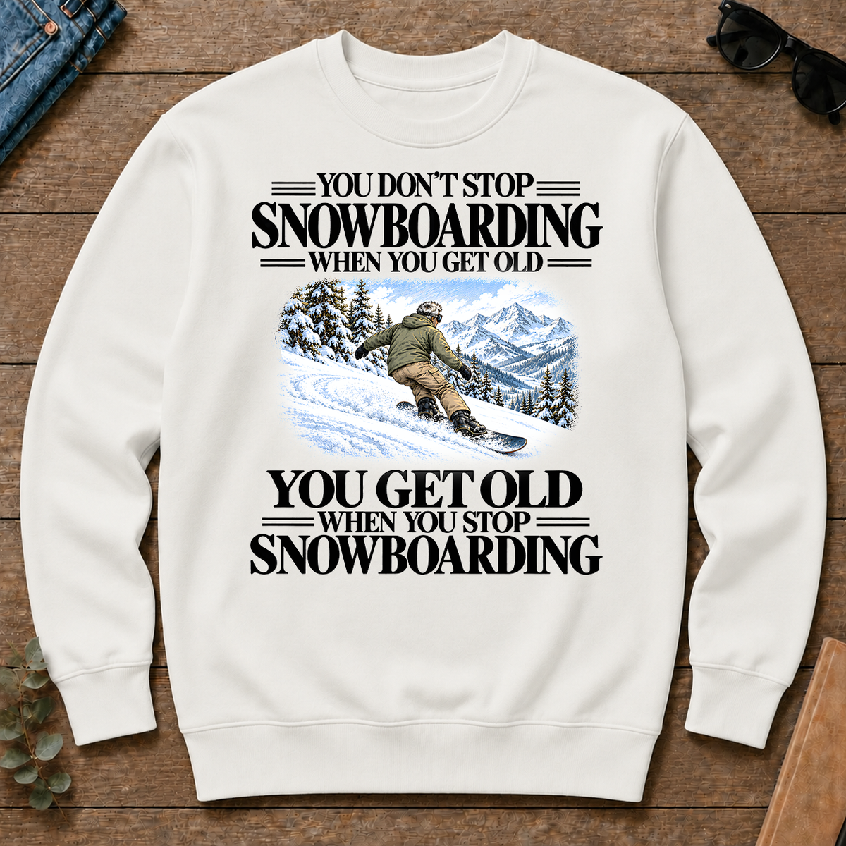 Don't Stop Snowboarding Vintage Art - white - CS2D-White