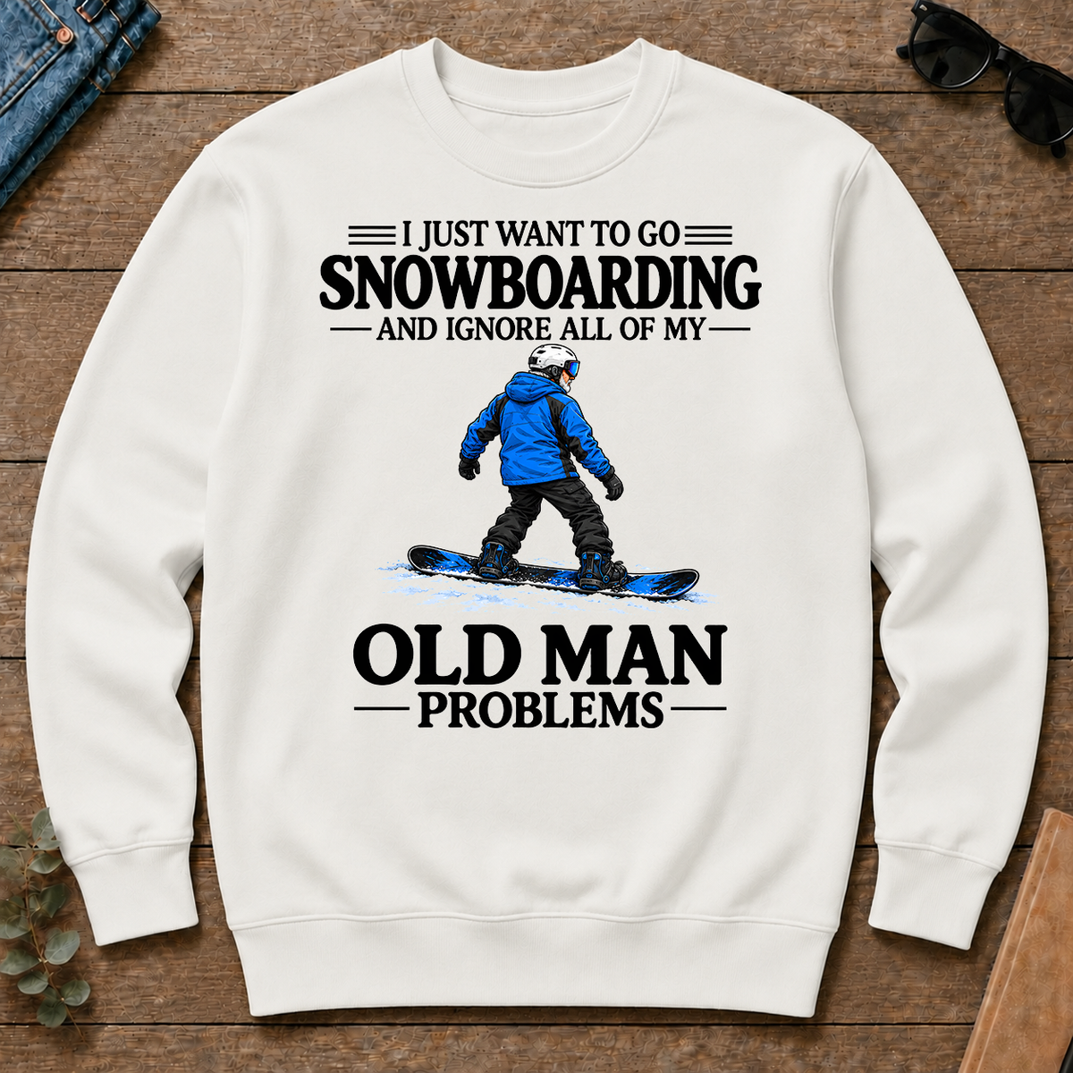 I Just Want To Go Snowboarding Vintage - white - CS2D-White