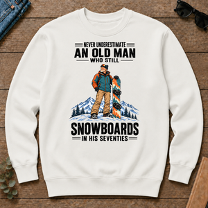 Never Underestimate An Old Man Snowboards In His 70s - white - CS2D-White