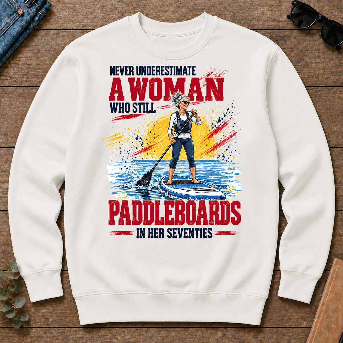 A Woman Still Paddleboards In Her 70s - white - CS2D-White