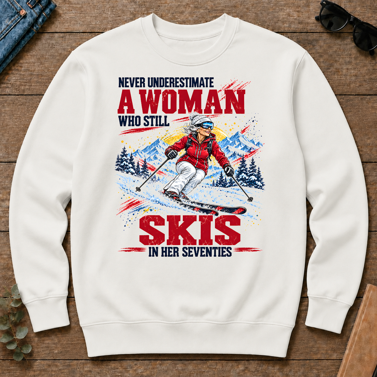 A Woman Still Skis In Her 70s - white - CS2D-White