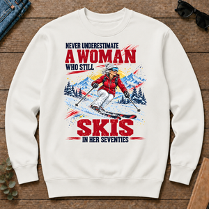 A Woman Still Skis In Her 70s - white - CS2D-White