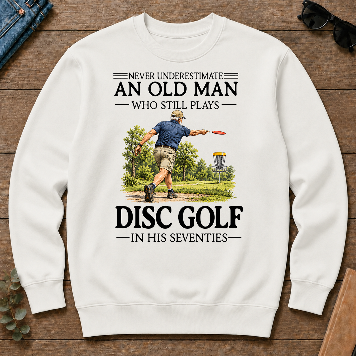 An Old Man Who Still Plays Disc Golf In His Seventies - white - CS2D-White