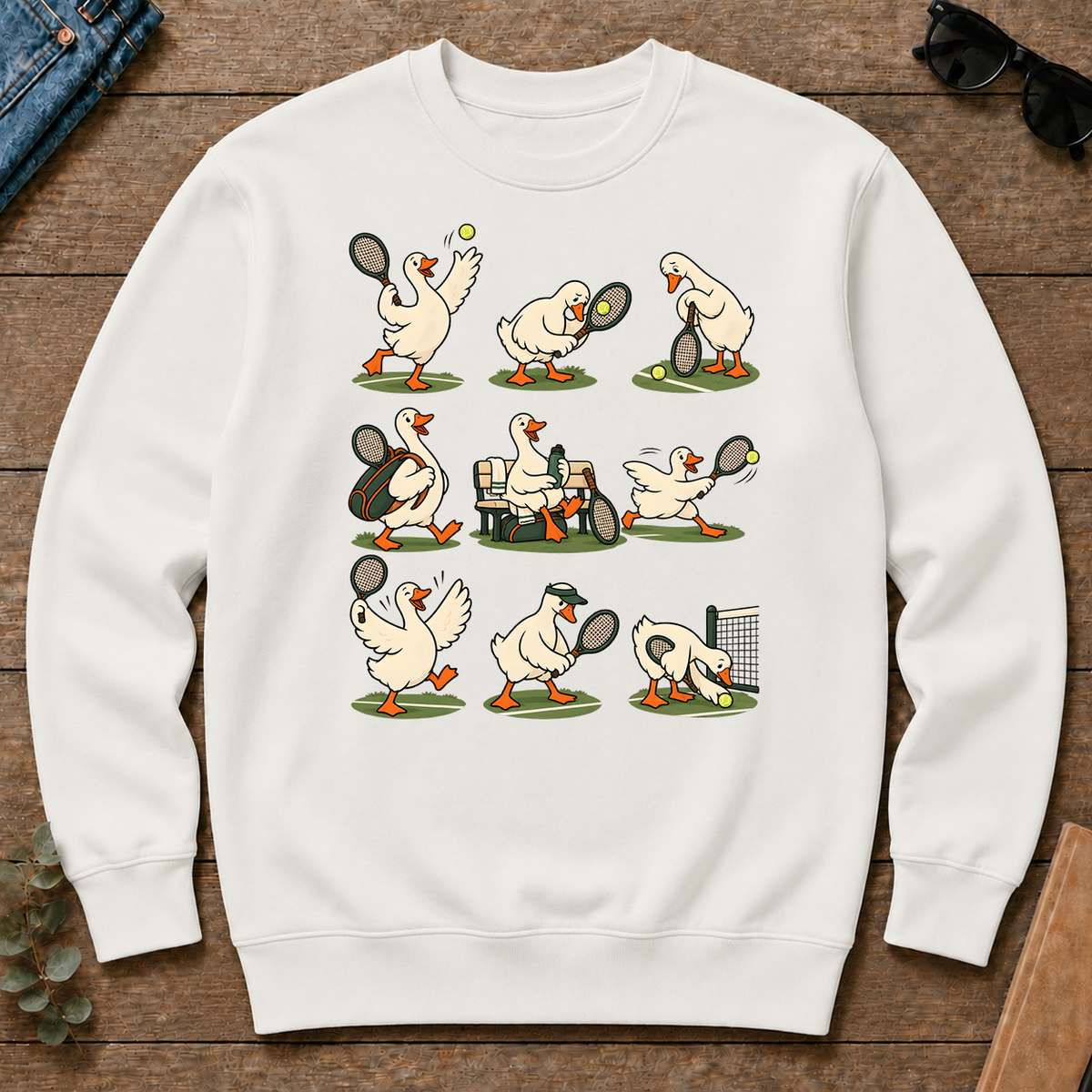 Funny Ducks Playing Tennis - white - CS2D-White