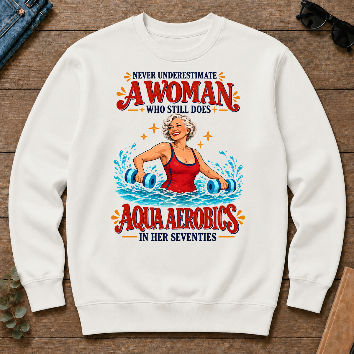 Never Underestimate A Woman Does Aqua Aerobics - white - CS2D-White