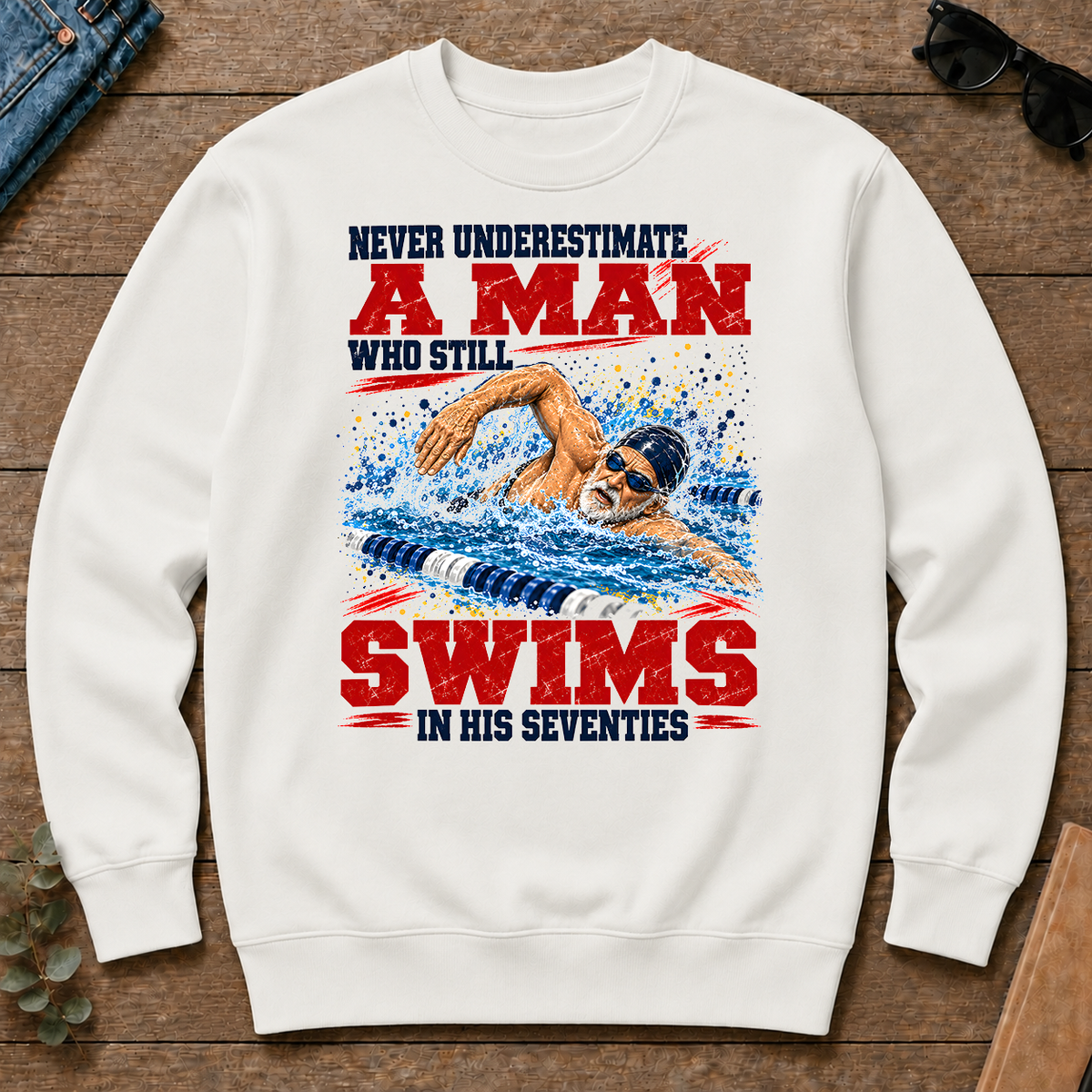 A Man Still Swims In His 70s - white - CS2D-White