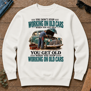 Working On Old Cars You Get Old When You Stop - white - CS2D-White