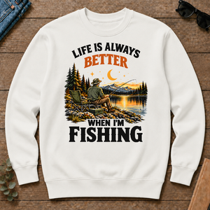 Retro Life Is Always Better When I Am Fishing - white - CS2D-White