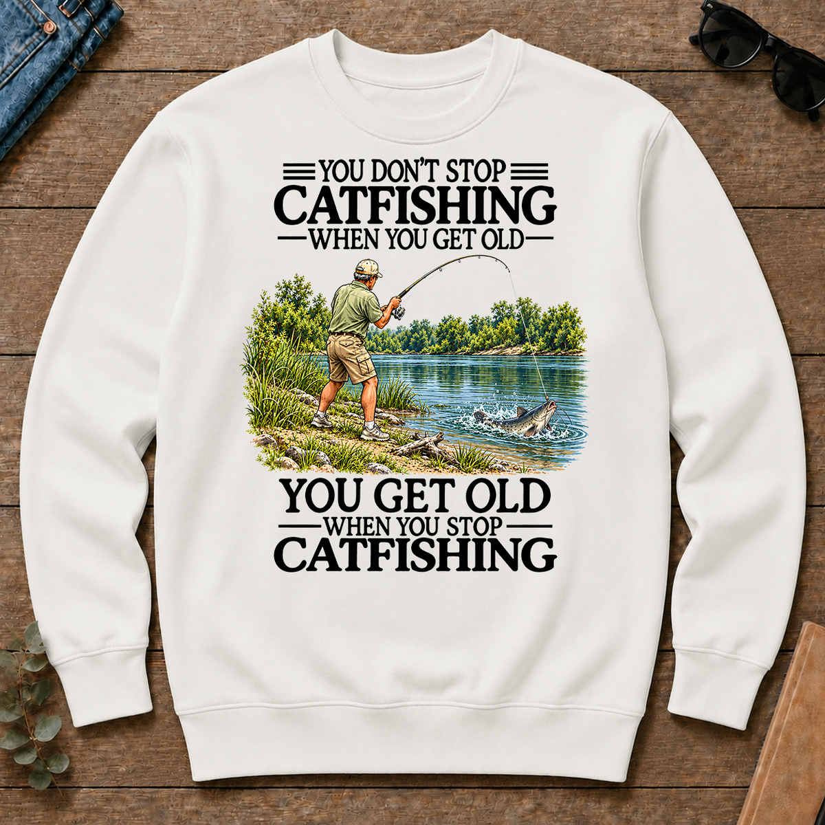 Don't Stop Cat Fishing Vintage - white - CS2D-White