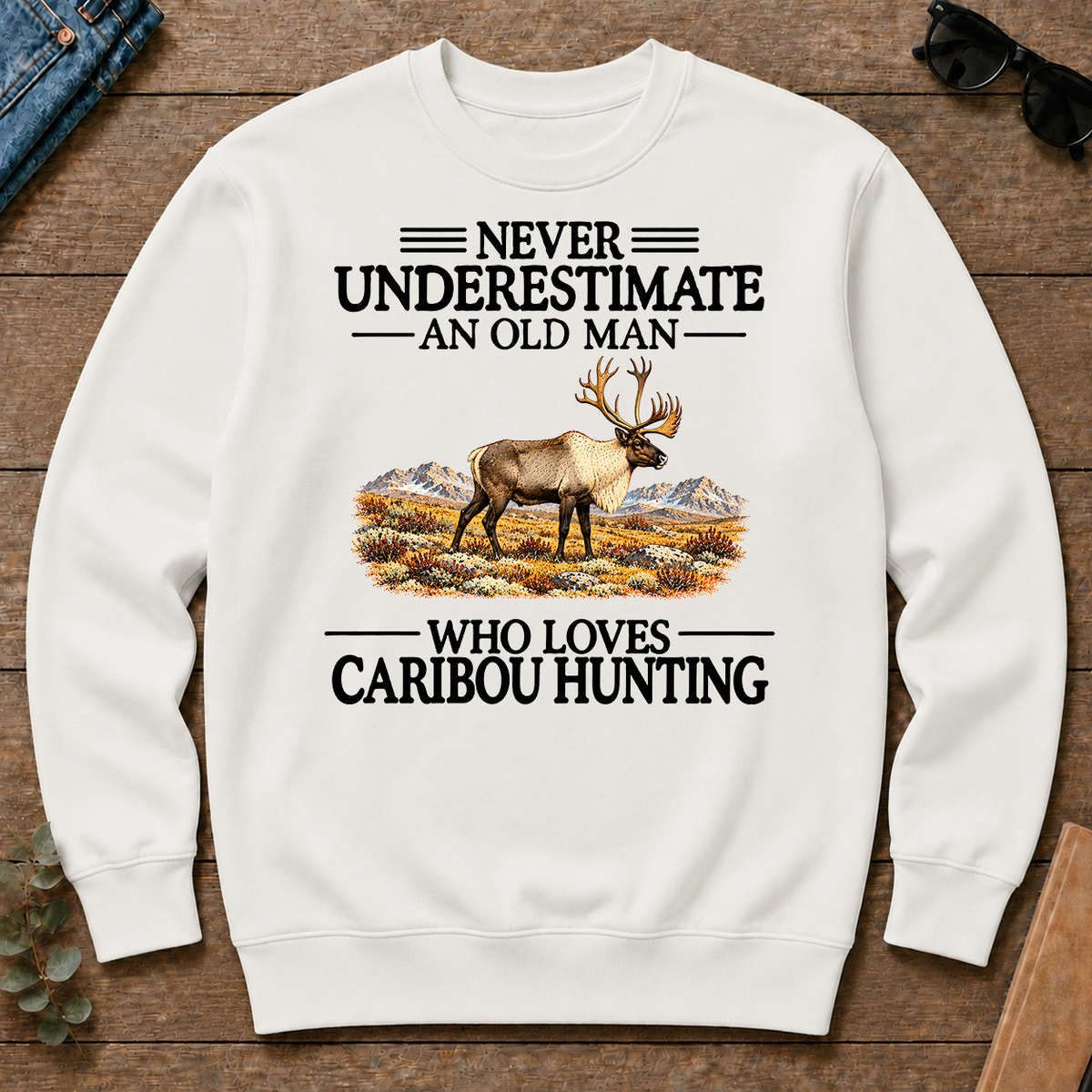 Never Underestimate An Old Man Who Loves Caribou Hunting - white - CS2D-White
