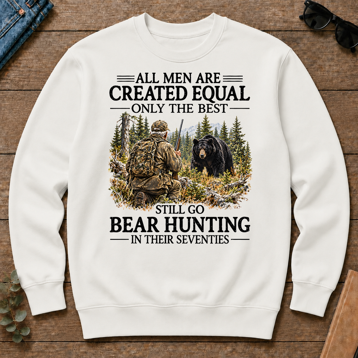 All Men Are Created Equal Only The Best Still Go Bear Hunting - white - CS2D-White