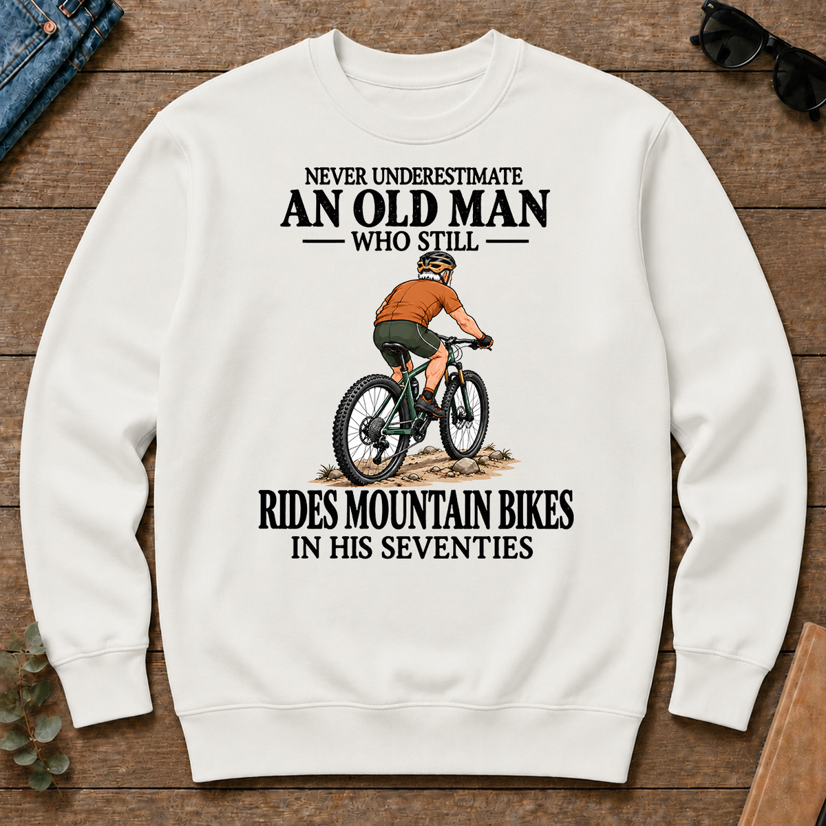 An Old Man Still Rides Mountain Bikes In His Seventies - white - CS2D-White