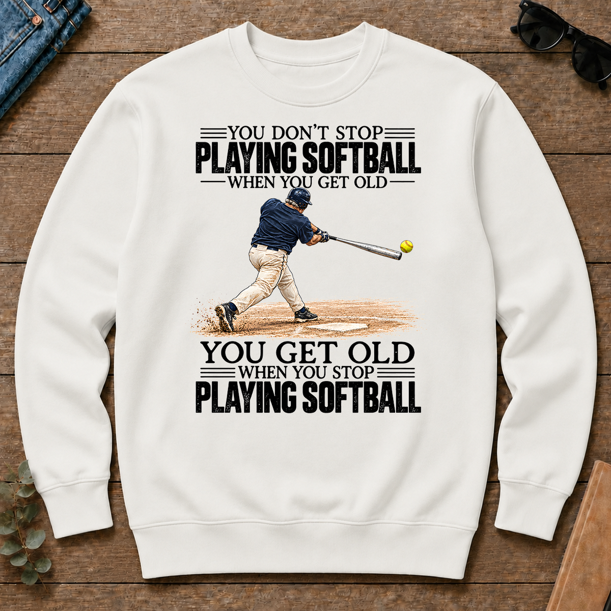 Vintage You Get Old When You Stop Playing Softball - white - CS2D-White