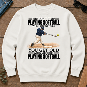 Vintage You Get Old When You Stop Playing Softball - white - CS2D-White