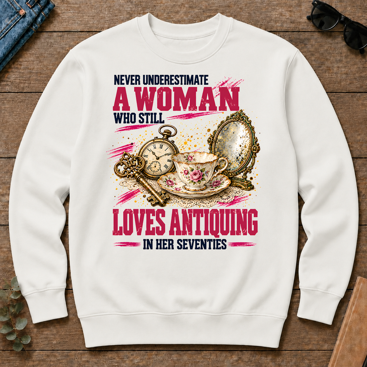 A Woman Still Loves Antiquing In Her Seventies - white - CS2D-White