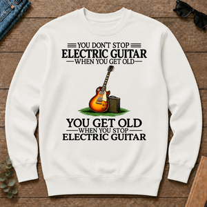 Don't Stop Playing Electric Guitar Vintage Art - white - CS2D-White