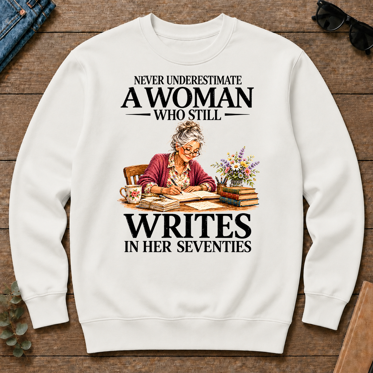 Funny A Woman Still Writes In Her Seventies - white - CS2D-White