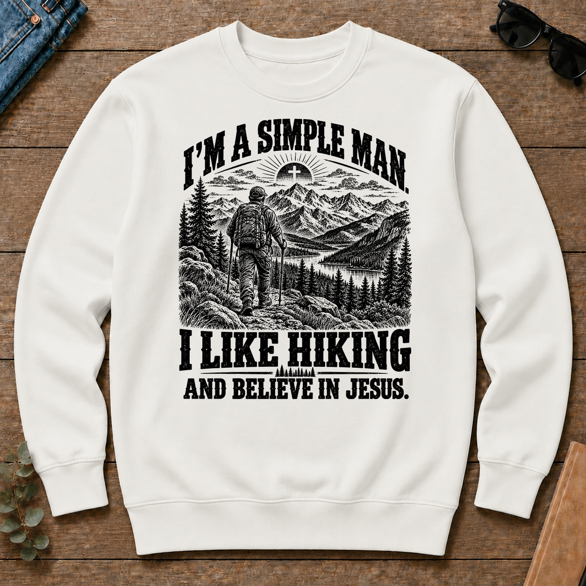 I like Hiking Believe In Jesus - white - CS2D-White