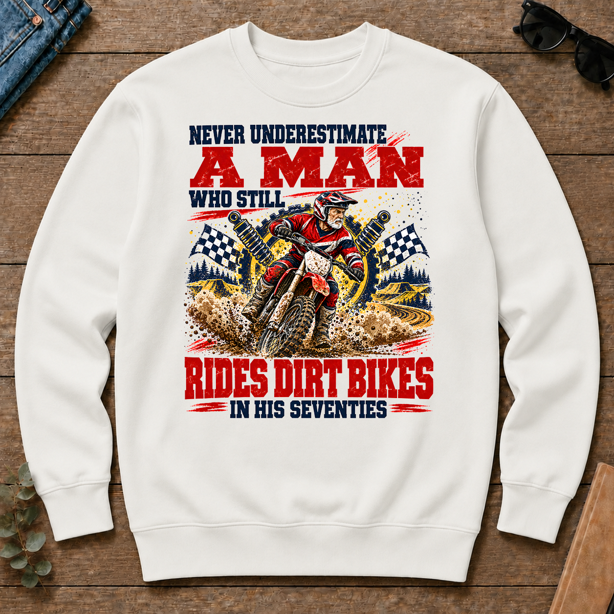 A Man Still Goes Rides Dirt Bikes In His 70s - white - CS2D-White