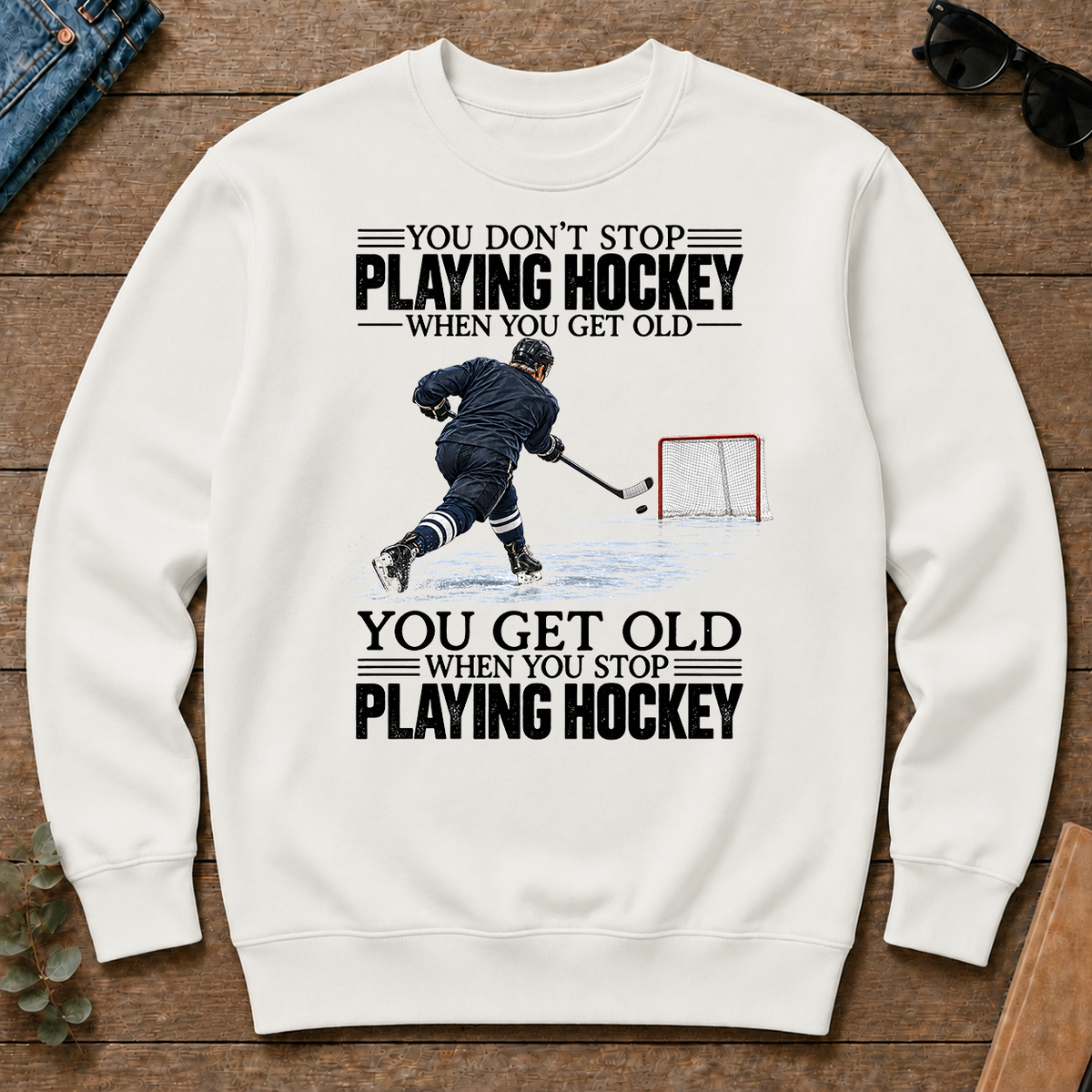 Vintage You Get Old When You Stop Playing Hockey - white - CS2D-White
