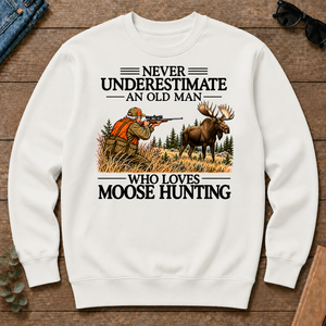 Never Underestimate An Old Man Moose Hunting - white - CS2D-White